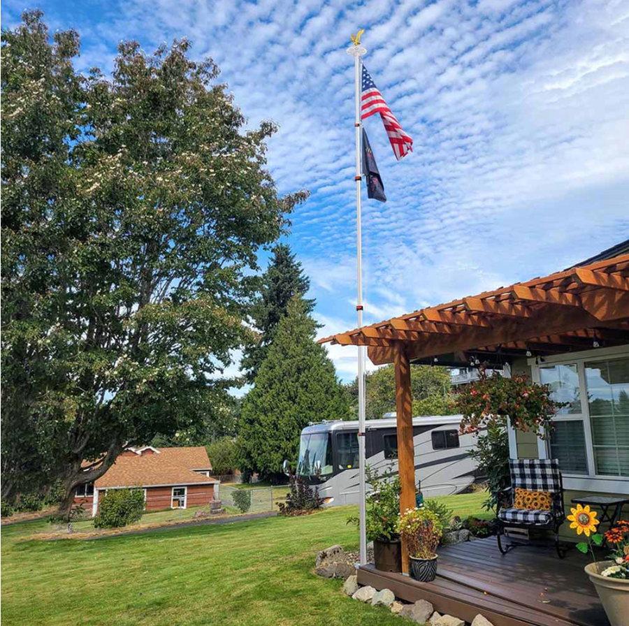 ThePatriotYard Telescoping Flagpole Kit - Silver Edition