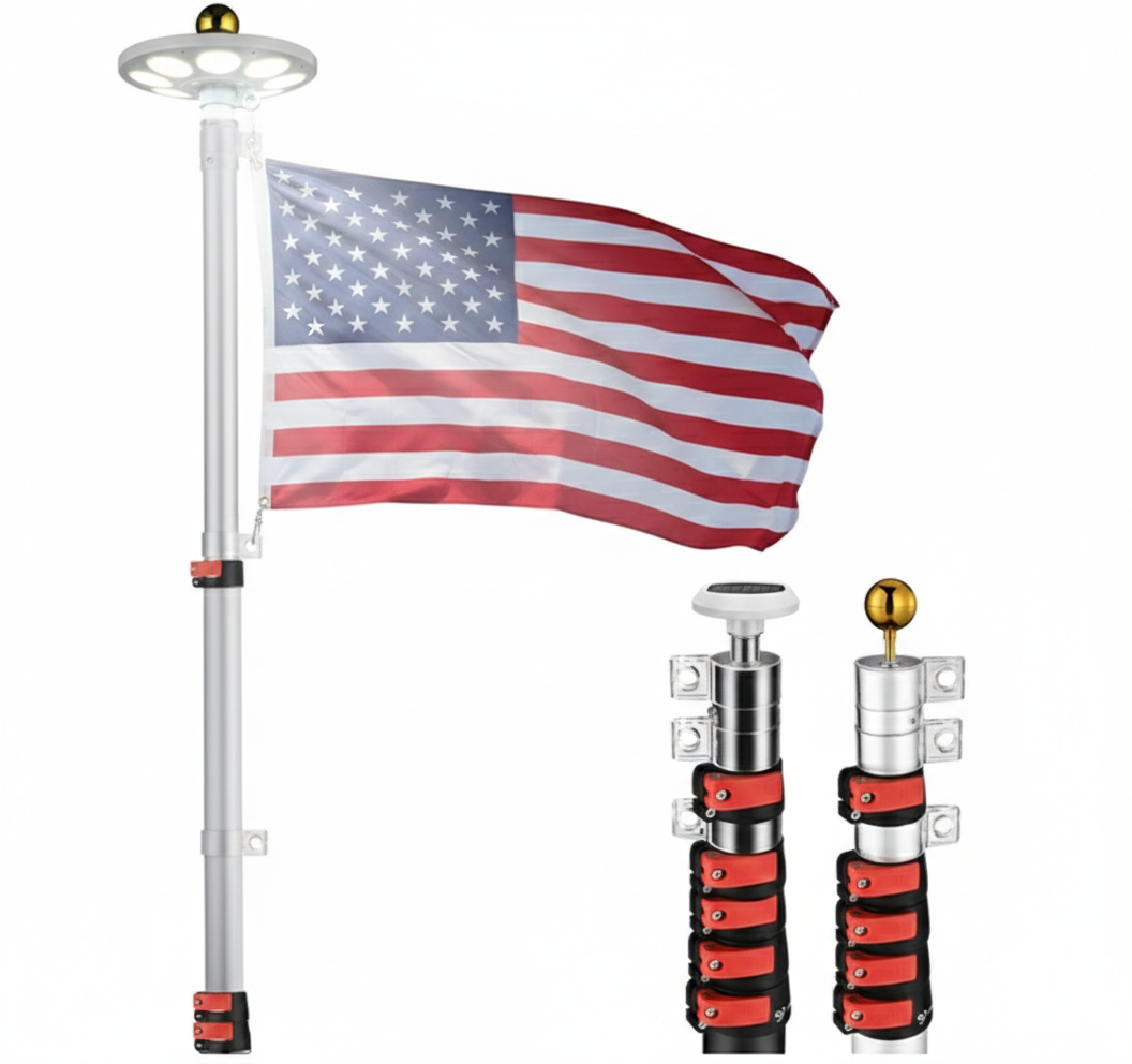 ThePatriotYard Telescoping Flagpole Kit - Midnight Black Edition